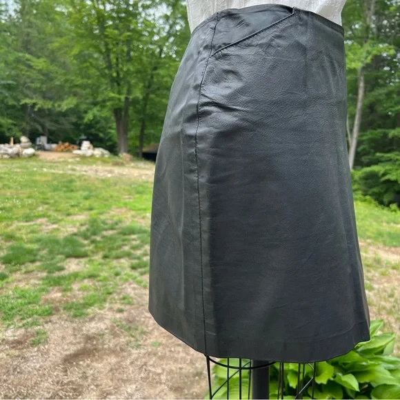 Jill Stuart Genuine Leather Mini Skirt Black Charcoal Gray Lightweight Sz 4